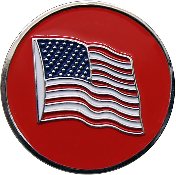 USA Flag Golf Ball Marker with USA Flag Hat Clip