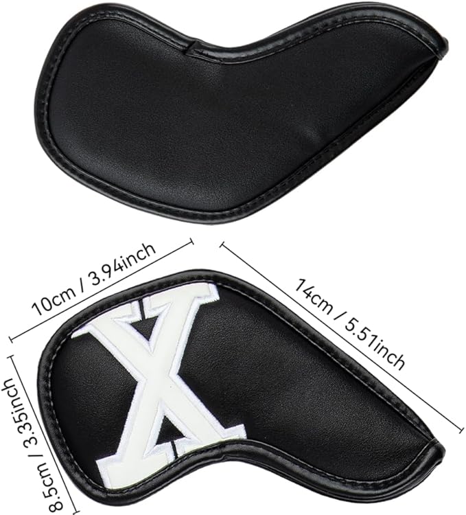 Golf 10pcs Thick Synthetic Leather Golf Iron Head Covers Set Headcover Fit All Brands Callaway Ping Taylormade Cobra Etc. Also Custom Name