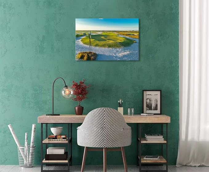 Streamsong Black Golf Course 9th Hole Wall Art for Living Room Bedroom Bathroom Home Decorations Golf Course Picture Poster Framed Artwork Canvas Prints Ready to Hang(12''H x 16''W)