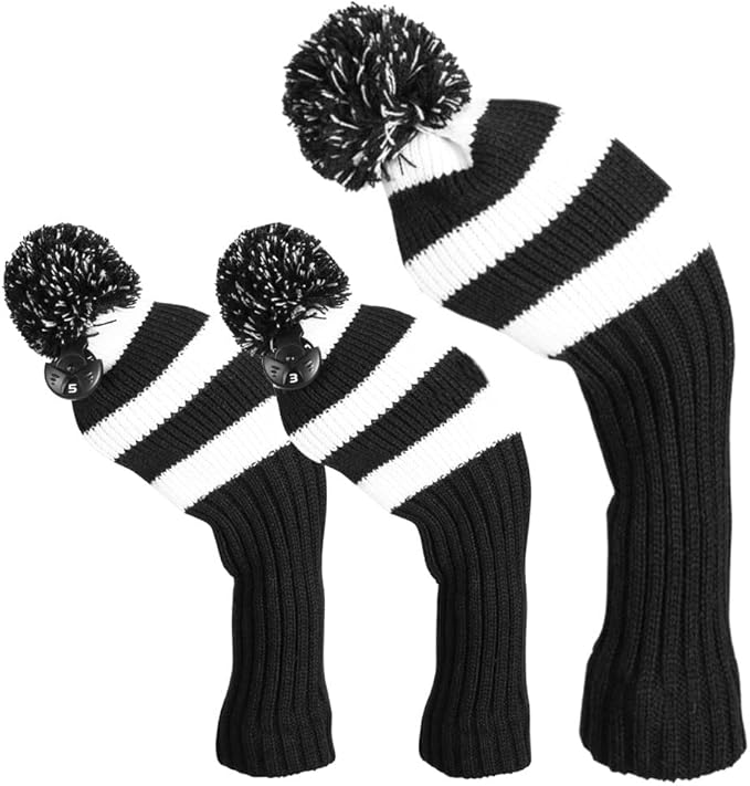 Golf Head Covers for Driver Woods Fairway Hybrids, Long Neck Golf Club Headcovers Set with Number Tags 1 3 5（3pcs）