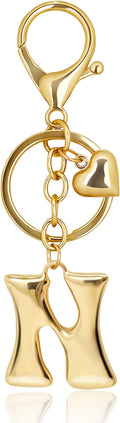Gold Bubble Heart, Cherry, Bow & More Designs Letter Initial Keychain Bag Charms – Cute Purse Charms for Handbags
