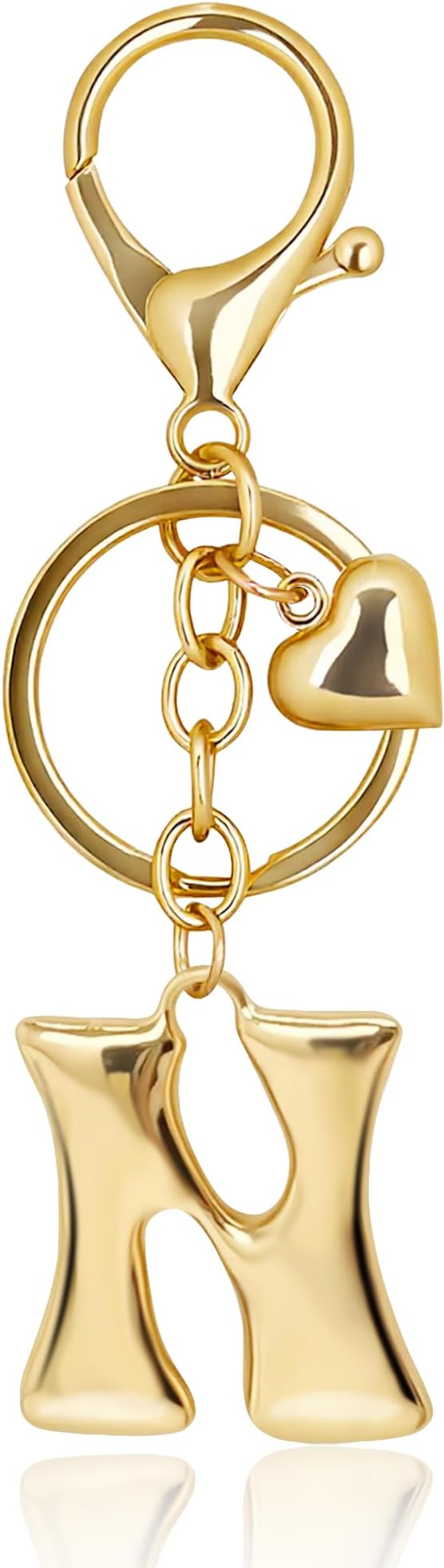 Gold Bubble Heart, Cherry, Bow & More Designs Letter Initial Keychain Bag Charms – Cute Purse Charms for Handbags