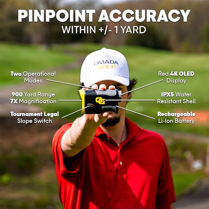 OMADA GOLF Atlas Rangefinder with Slope | Rechargeable Golf Range Finder | Built-in Magnet & Water-Resistant Golf Rangefinder