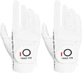 FINGER TEN Men's Golf Gloves for Right Left Handed Golfer Rain Grip Value 2 Pack, Golf Glove for Left or Right Hand Hot Wet Weather No Sweat Black Gray White Blue