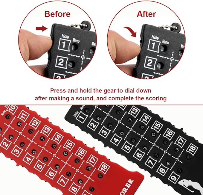 Golf 18 Holes Counters - Golfer Tracking Stats Scoreboards for Training Practice Competition, 2 PCS (Black and Red)