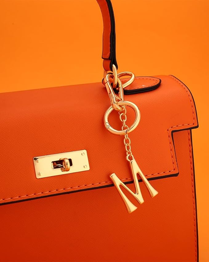 Gold Initial Keychain For Women Cute Bubble Letter Keychains Initial Bag Charm Personalized Keychain Accessories Gift