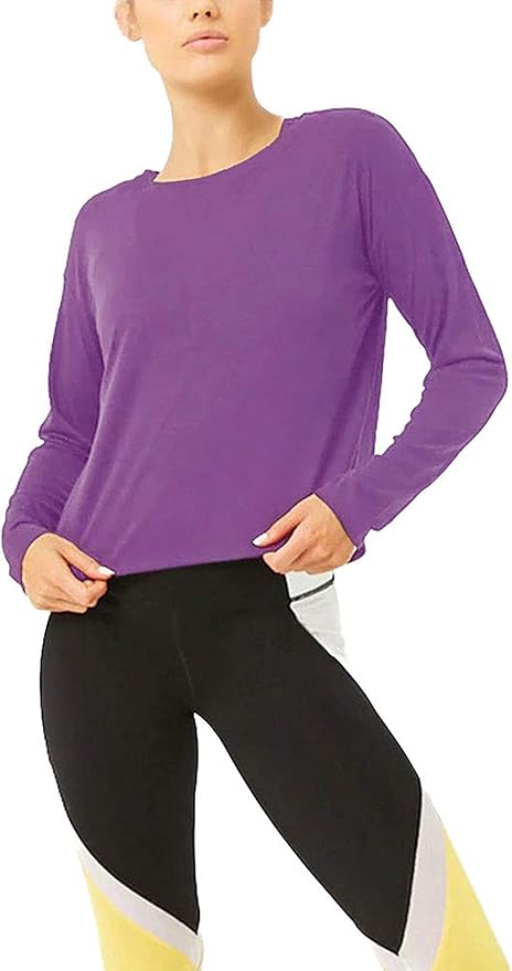 Bestisun Long Sleeve Workout Shirts Yoga Dance Tops Open Back Athletic Clothes for Women