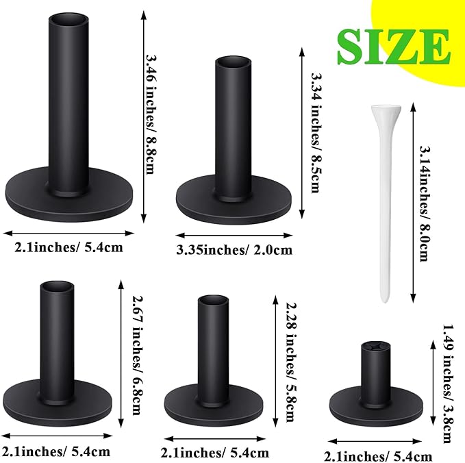 Sosation 23 Pieces Rubber Golf Tees Set Tees Holders for Driving Range Mats Value Rubber Ball Seat for Golf Hitting Mats and Indoor Outdoor Training Mixed Size 1.5 2.3 2.7 3.1 3.5 Inch