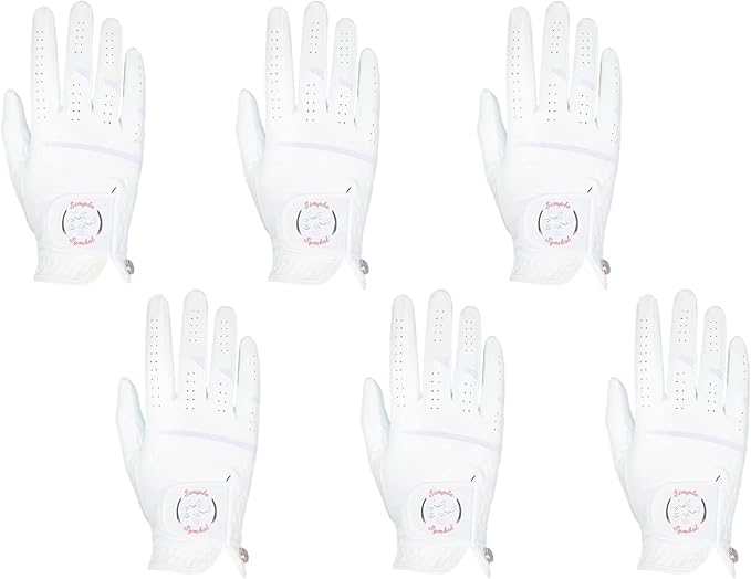 Women's Golf Glove Microfiber with Colorful Cabretta Leather Six Pack(Left is Wear On Left Hands,Right is Wear On Right Hands) Four Colors White/Sky/Orange/Red