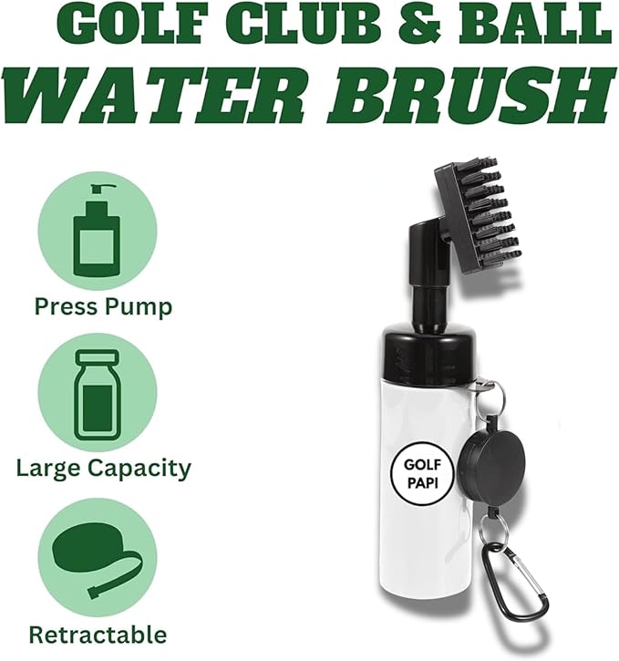 Golf Club Cleaner Brush Kit – Golf Club Cleaning Accessories Include Spray Bottles, Towels, Brush Covers & Retractable Clips – Must-Have Golf Gifts for Clean Shots (1 & 2 Pack)