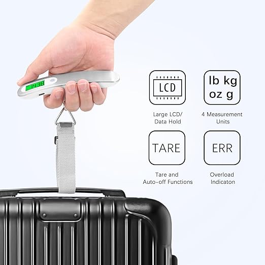 Rechargeable Luggage Scale with Strap & Type-C Port - Portable, Digital, High-Precision, and Ideal for Backpacks, Suitcases, and Carry-Ons - Up to 110lb/50kg Capacity -Strap