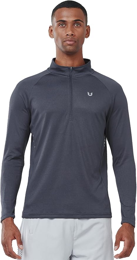 NORTHYARD Quarter Zip Pullover Men Running Shirt Long Sleeve Moisture Wicking Quick Dry Athletic Workout Shirts