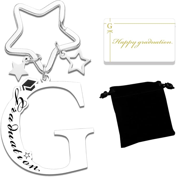 Qunrwe Stainless Steel Initial Letter A-Z Keychain,Inspirational Gifts for Women Men Friends Daughter Son Sister Dad Mom
