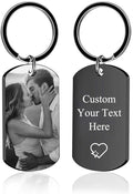 Personalized Custom Keychain with Picture - Double Sided Engraving Photo Text Customized Key Chains for Men Boyfriend