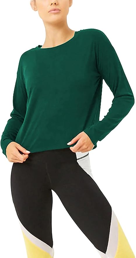 Bestisun Long Sleeve Workout Shirts Yoga Dance Tops Open Back Athletic Clothes for Women