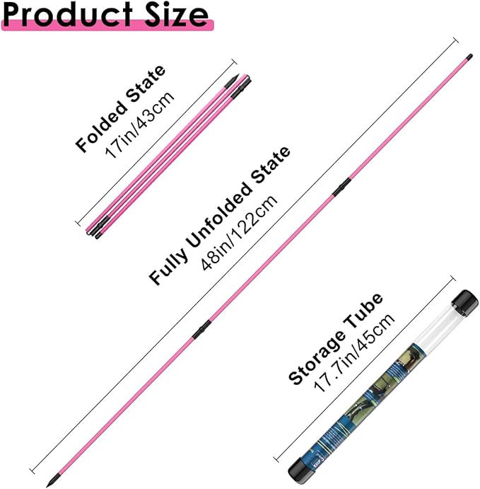 Rhino Valley Golf Alignment Sticks - 48" Collapsible Golf Practice Rods for Aiming, Putting, Full Swing Trainer, Posture Corrector with Clear Tube Case, Golf Training Equipment