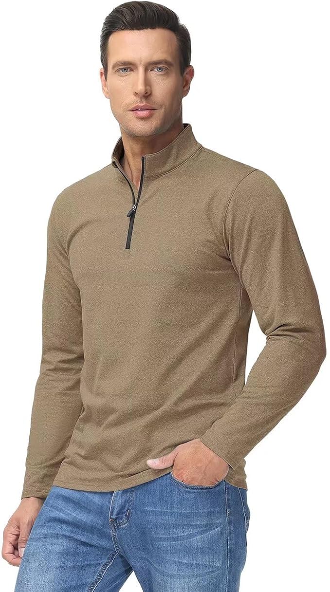 Boladeci Men's Quarter Zip Pullover Premium Fleece Lined Heather Long Sleeve Golf Shirts Midweight 1/4 Half Zip Sweatshirts