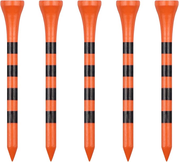 Wooden Golf Tees 3-1/4", 2-3/4", 2-1/8", 1-1/2" Available, 100 Count (Natural Color, White, Black, Blue, Red, Green, Yellow, Pink, Orange)