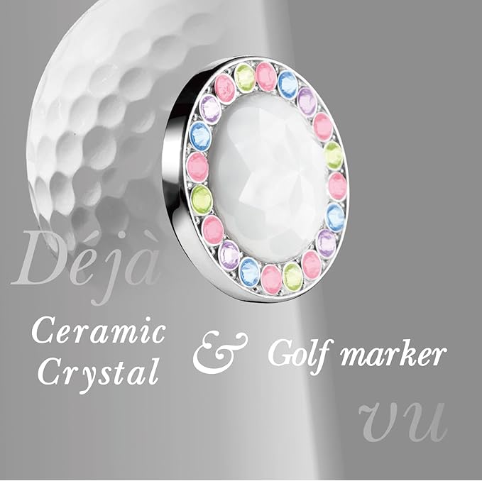 Golf Ball Marker Hat Clip with Ceramic Crystal Ball Marker (20mm Small Size) Gifts Accessories for Golfers