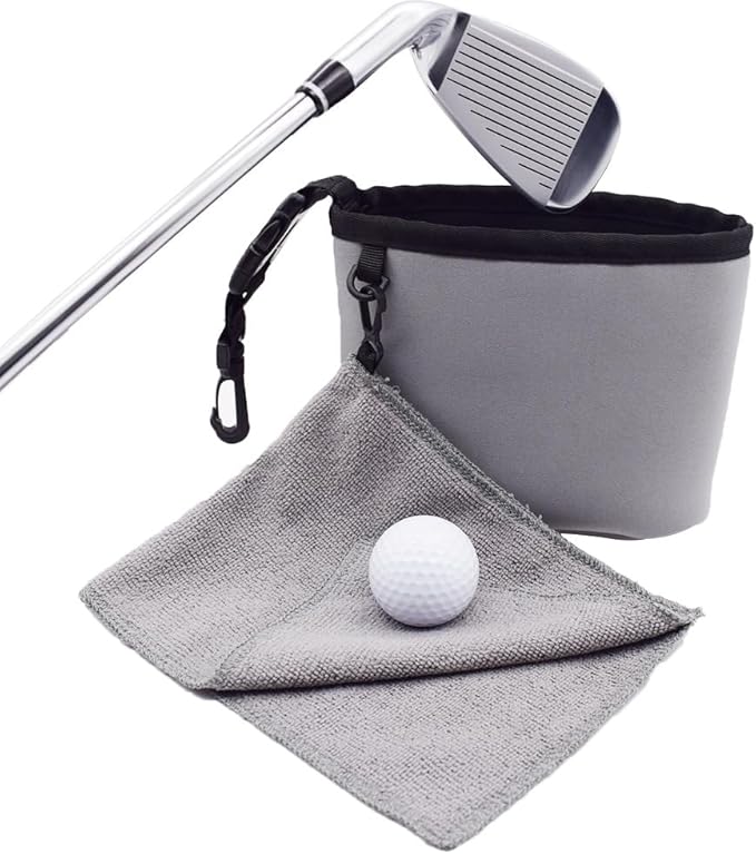 Portable Club Cleaner Bag -Lightweight & Waterproof, On-Course Cleaning System with Towel Included Fits All Golf Bags