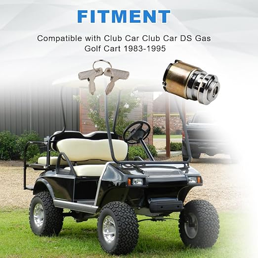 Starter Ignition Switch with 2 Keys Compatible with Club Car DS Gas Golf Cart 1983-1995 Replacement for 1012415 CP1012415 Lock Cylinder with Standard Key