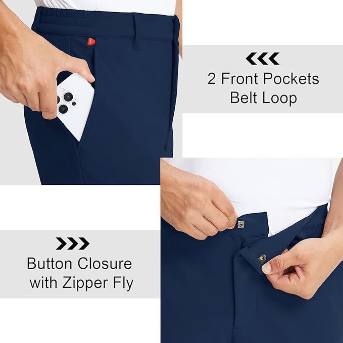 M MAELREG Golf Pants Men Fleece Lined 30"/32"/34" Heat-Tech Dress Pants for Men Water-Resistant Stretch Warm Winter Trousers