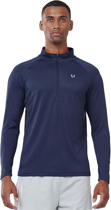 NORTHYARD Quarter Zip Pullover Men Running Shirt Long Sleeve Moisture Wicking Quick Dry Athletic Workout Shirts