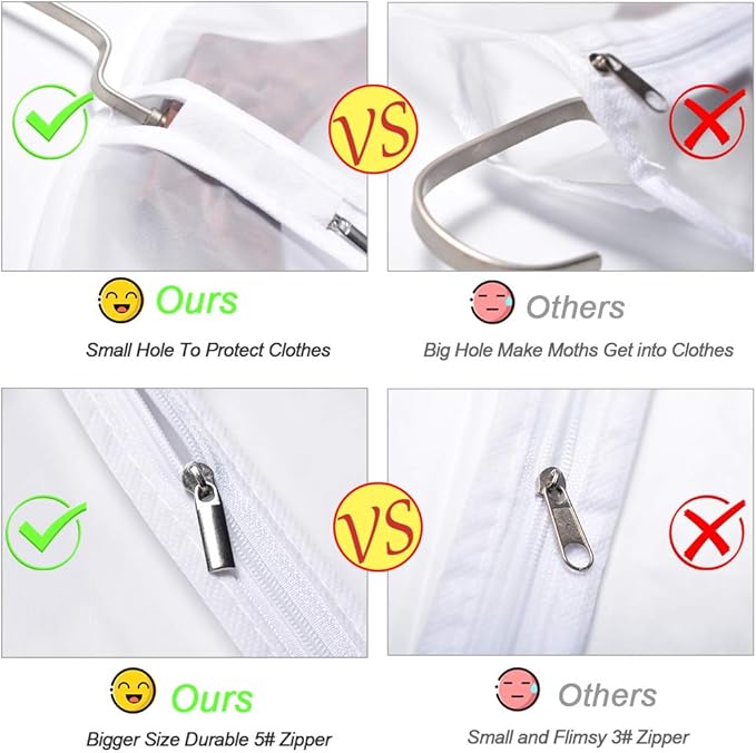 Garment Bags for Hanging Clothes 24''X48'' Suit Bags for Closet Storage (Pack of 6) Plastic Waterproof Suit Cover Bags with Zipper for Coats, Jackets, Shirts