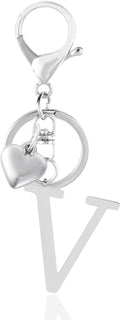 Metal Heart Alphabet Keychain for Women, Girls - Cute Initial Letter Accessories for Purse, Bag Charms and Backpack