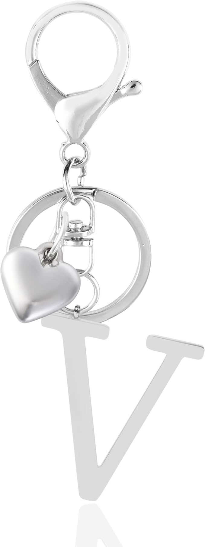 Metal Heart Alphabet Keychain for Women, Girls - Cute Initial Letter Accessories for Purse, Bag Charms and Backpack