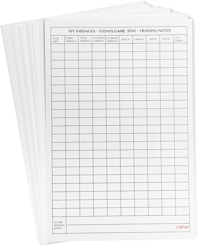 Golf Scorecards 20-Pack – Dual-Sided Tournament & Stats Tracking Score Card for 4 Players, USGA Size 3.9"x5.9", Premium White Paper – Ideal for Practice, Competitions & Gifts