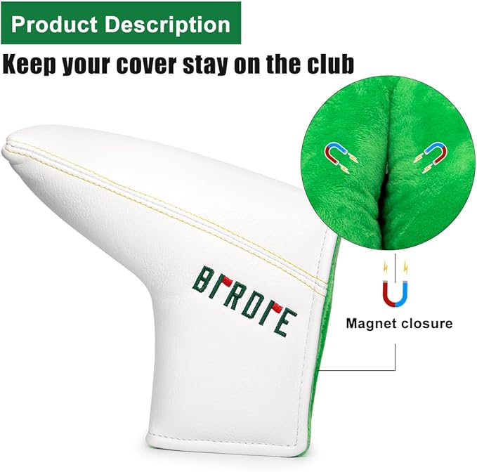 Golf Headcovers Elegant Embroidery Premium Leather Birdie Golf Driver Cover Fairway Hybrid Cover Blade Putter Cover Golf Mallet Putter Cover for OZ1 MEZZ 1 MEZZ1 MAX Putter