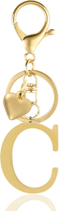 Metal Heart Alphabet Keychain for Women, Girls - Cute Initial Letter Accessories for Purse, Bag Charms and Backpack