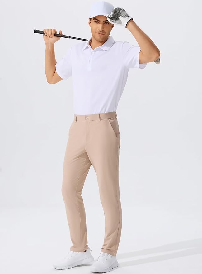 QPNGRP Men's Golf Pants 30"/32"/34" Inseam Lightweight Stretch Work Dress Pants