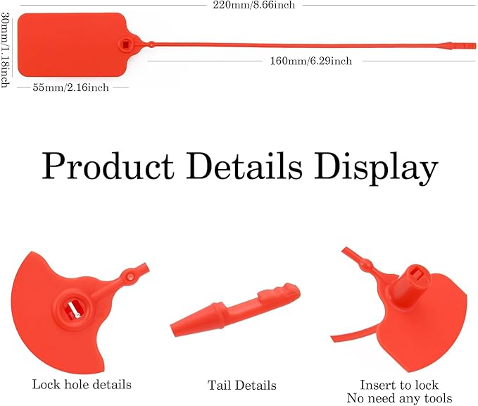 50pcs Luggage Tags Plastic Seals Shipping Label Logistics Sign Tie Bag Tag, Sealing Storage Multi Purpose Name ID Tag with Marker for Suitcases, Backpack, Schoolbag, Car Key (Red)