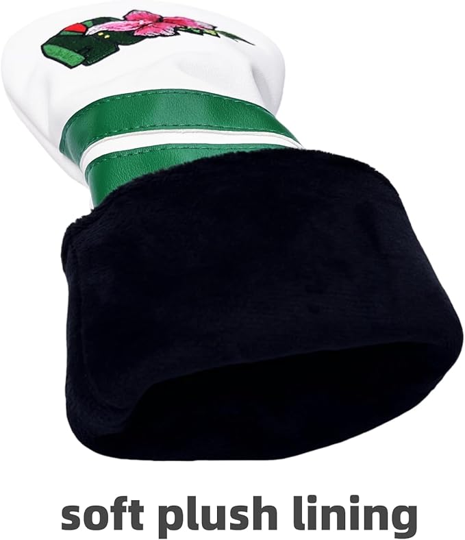 Premium PU Leather Driver Cover, Fairway Wood & Hybrid Covers for Men - Hibiscus Flower Embroidered Golf Head Covers for Woods and Driver -1pc or Set White Golf Club Covers
