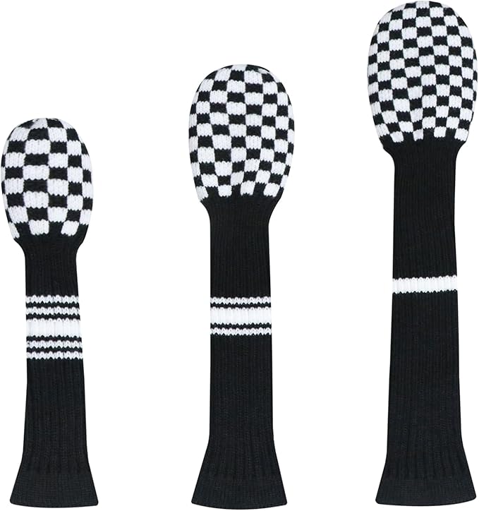 LeFeng 3Pcs Golf Club Covers, Knitted Golf Club Covers for 460cc Driver Fairway Woods and Hybrid