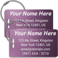 Personalized Luggage Tags for Suitcases - Custom Metal Luggage Tag - Pack of 2 (Light Purple, 2x3.5)