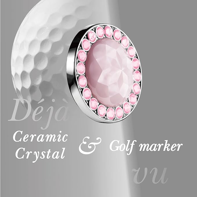 Golf Ball Marker Hat Clip with Ceramic Crystal Ball Marker (20mm Small Size) Gifts Accessories for Golfers