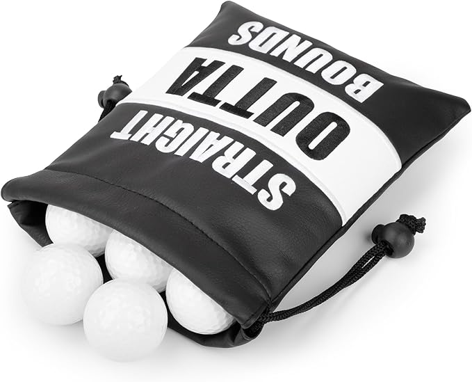 Golf Valuables Pouch, Leather Golf Tee Pouch with Drawstring Closure Golf Ball Handbag Portable Ball Pouch Golf Accessories for Men Women