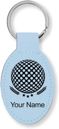 LaserGram Oval Keychain, Golf Ball, Personalized Engraving Included (Light Blue)