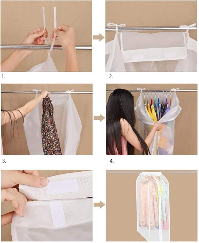 Wardrobe Hanging Clothes Storage Bag/Garment Bag/Peva Translucent Moisture Proof Protector With Magic Tape And Zipper