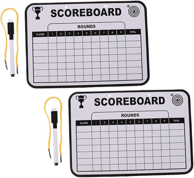 2pcs Double-Sided Golf Scoreboard for Boy Girl Reusable Dry Erase Writing Board for Golf Training Score Tracking