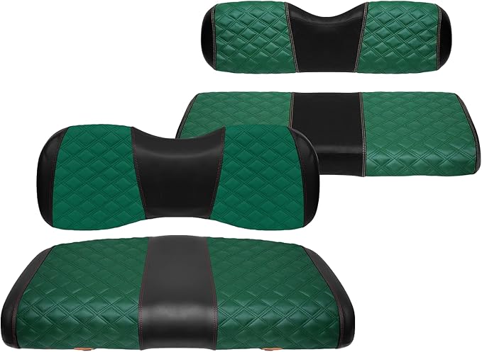 Golf Cart Seat Covers Front and Rear Waterproof and Sun Resistant Marine Grade Vinyl Leather Seat Cover Accessories for Yamaha Drive 2007-2016/Drive 2 2017+, Green(4PCS)