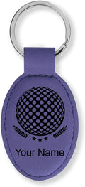 LaserGram Oval Keychain, Golf Ball, Personalized Engraving Included (Dark Purple)