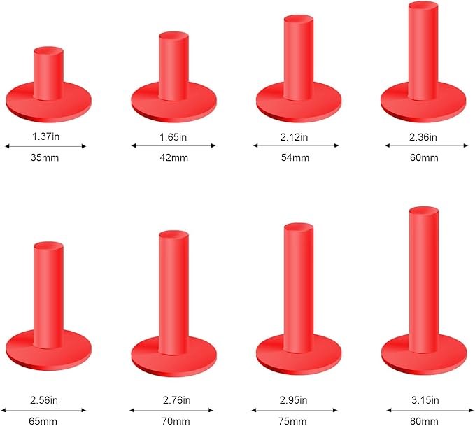 Rubber Golf Tees for Mats & Indoor Golf Simulators - 8 Pack Mixed Size for Driving Range & Indoor and Outdoor Golf Hitting Mats (US Sizes, 8 Sizes)