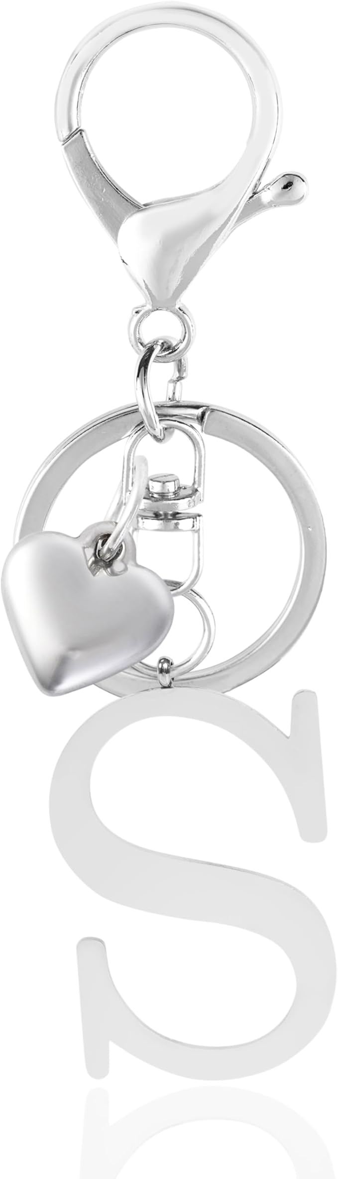Metal Heart Alphabet Keychain for Women, Girls - Cute Initial Letter Accessories for Purse, Bag Charms and Backpack