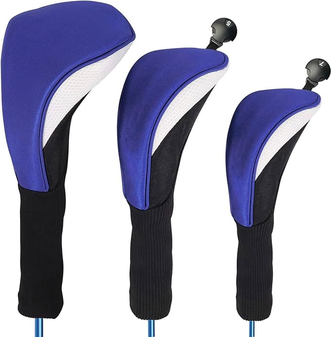 3pcs Nylon Golf Head Covers with Interchangeable Tags, Elastic Self-Fixing Closure, Durable Golf Accessories for Fairway & Driver Clubs