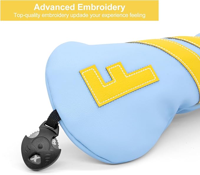 Golf Club Headcover for Driver Covers, Fairway Wood Covers, Hybrid Covers Gopher Style Premium Leather 3 Wood Headcover Set with Interchangeable No. Tags Golf Club Covers