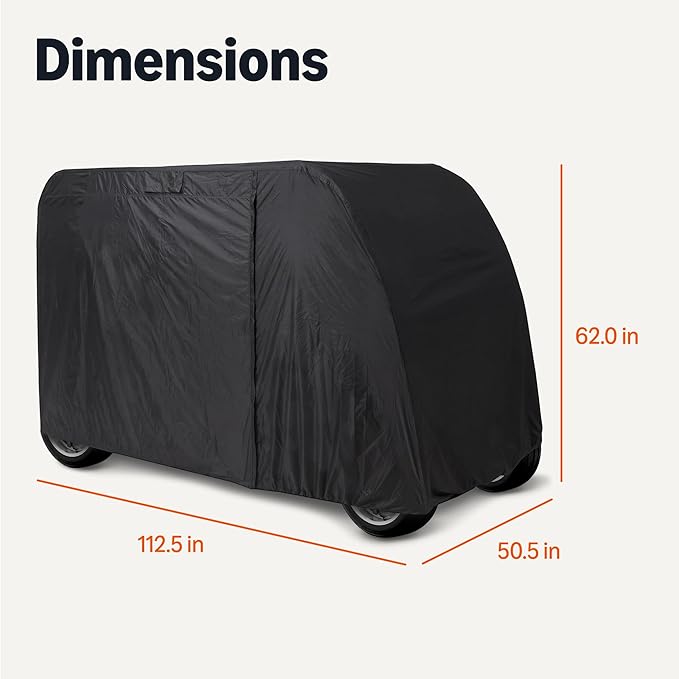 Amazon Basics Golf Cart Cover Accessories, Fits EZGO, Yamaha, Club Car, 2/4 Passenger